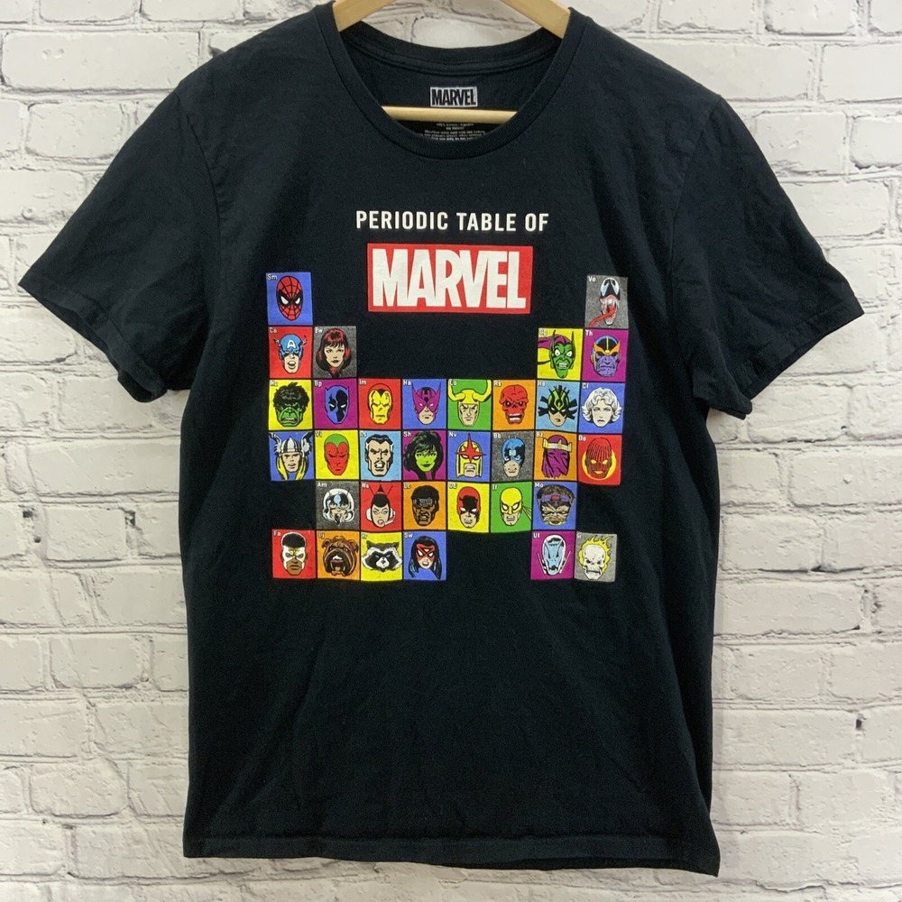 Periodic Table Of Marvel Tee Shirt Sz M Black Pullover